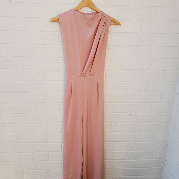 Jumpsuit L.IY.L BLUSH Satin Feel Sleeveless Evening Wedding Resort Attire sz:S/M - Picture 1 of 7